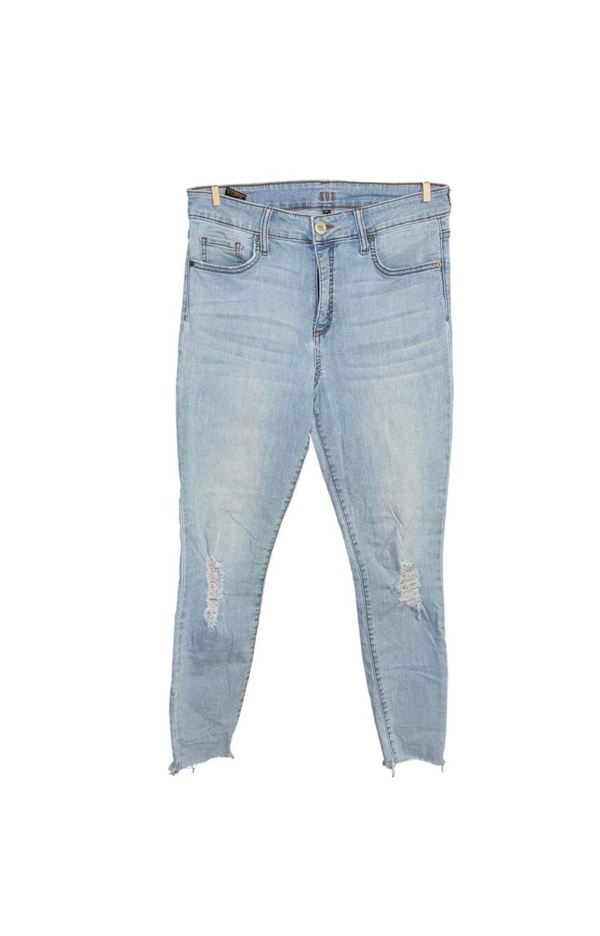 KUT from the Kloth High-Rise Distressed Raw Hem Ankle Skinny Jeans